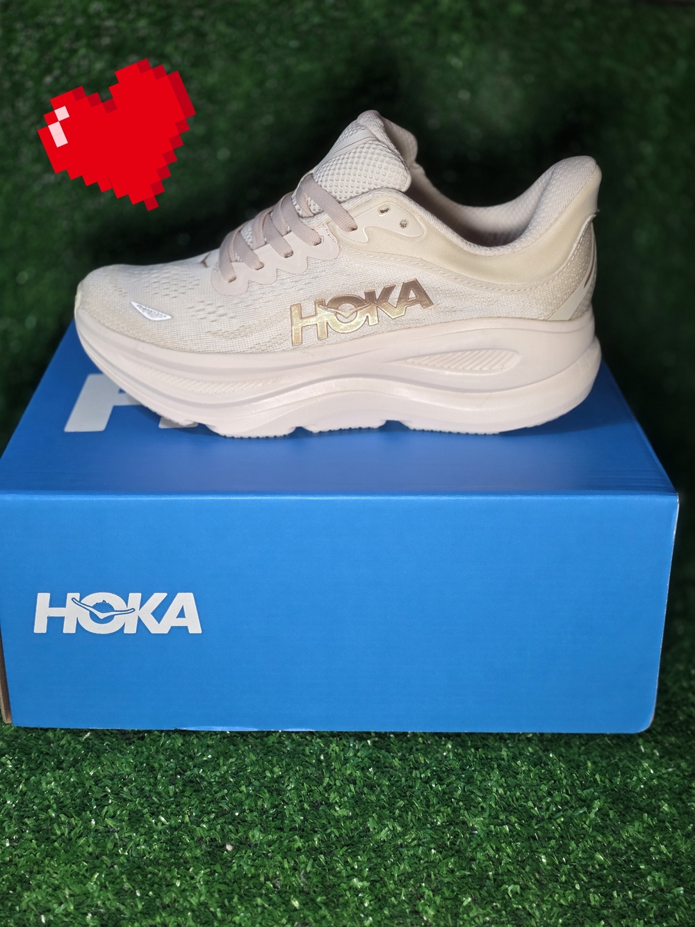 HOKA Bondi One One 9 Women Beige Gold Birch Tan Sneakers Width B